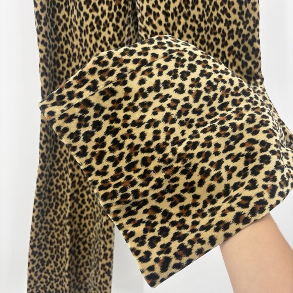 Vintage 90’s Leopard Print Velvet High Rise Flare Pants Womens Size 8 - Picture 3 of 8